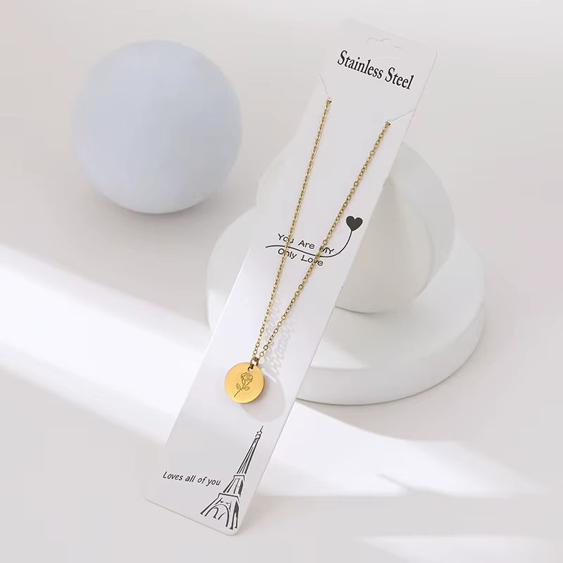 Engraved Birth Month Necklace | Botanical Flower Charm | Gift for Her