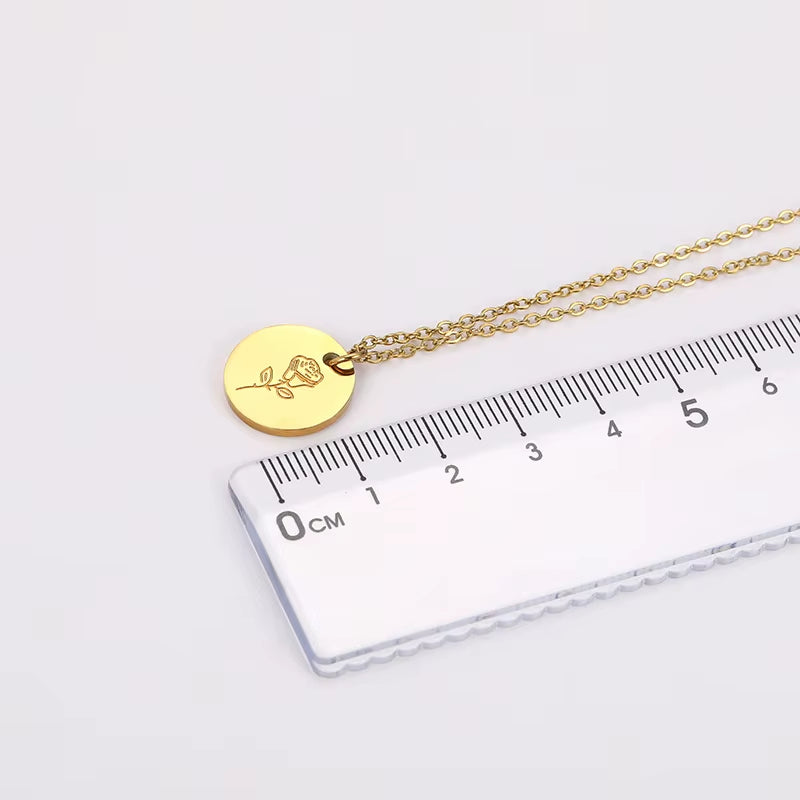 Engraved Birth Month Necklace | Botanical Flower Charm | Gift for Her